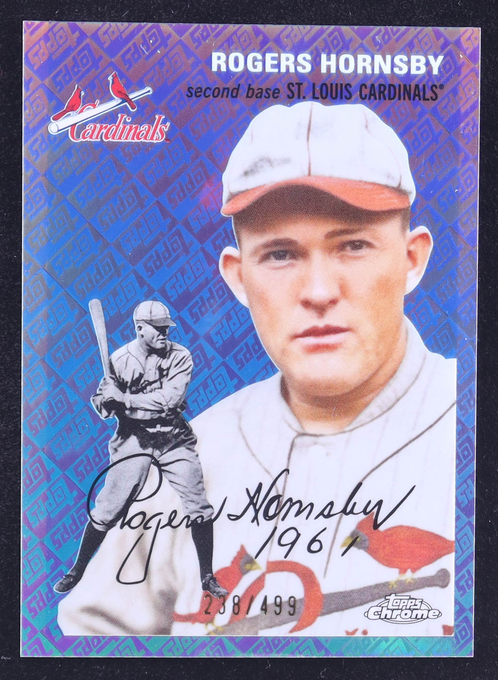 Rogers Hornsby 2023 Topps Chrome Platinum Anniversary Topps Refractors #495 #238/499 at PristineAuction.com Rogers Hornsby 2023 Topps Chrome Platinum Anniversary Topps Refractors #495 #238/499 at PristineAuction.com