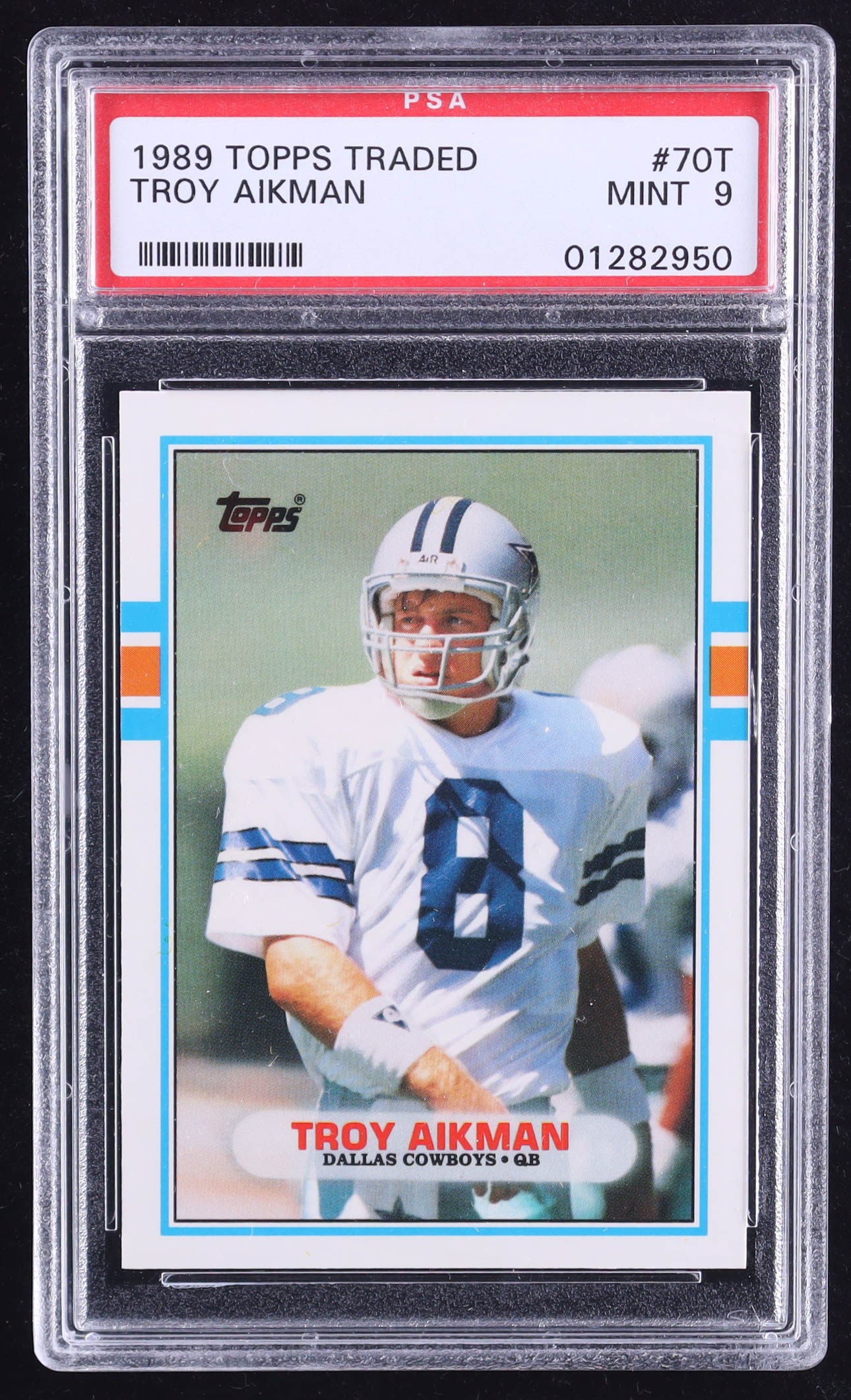 Troy Aikman 1989 Topps Traded #70T RC (PSA 9) at PristineAuction.com Troy Aikman 1989 Topps Traded #70T RC (PSA 9) at PristineAuction.com