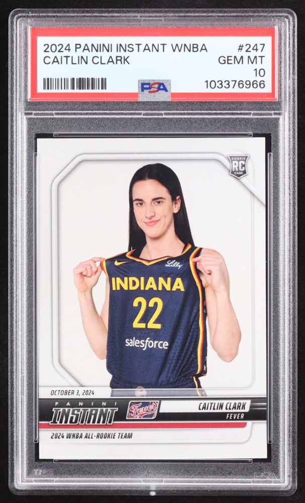 Caitlin Clark 2024 Panini Instant WNBA #247 RC (PSA 10) at PristineAuction.com Caitlin Clark 2024 Panini Instant WNBA #247 RC (PSA 10) at PristineAuction.com