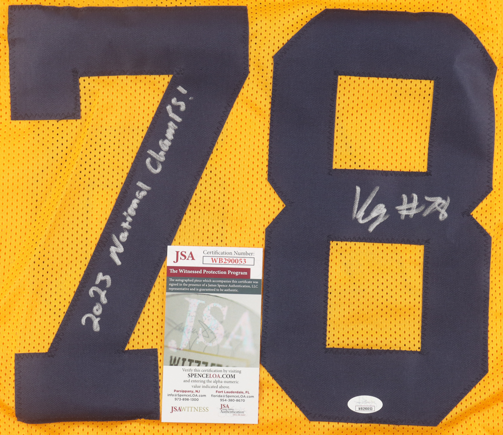 Kenneth Grant Signed Jersey Inscribed "2023 National Champs!" (JSA) at PristineAuction.com Kenneth Grant Signed Jersey Inscribed "2023 National Champs!" (JSA) at PristineAuction.com