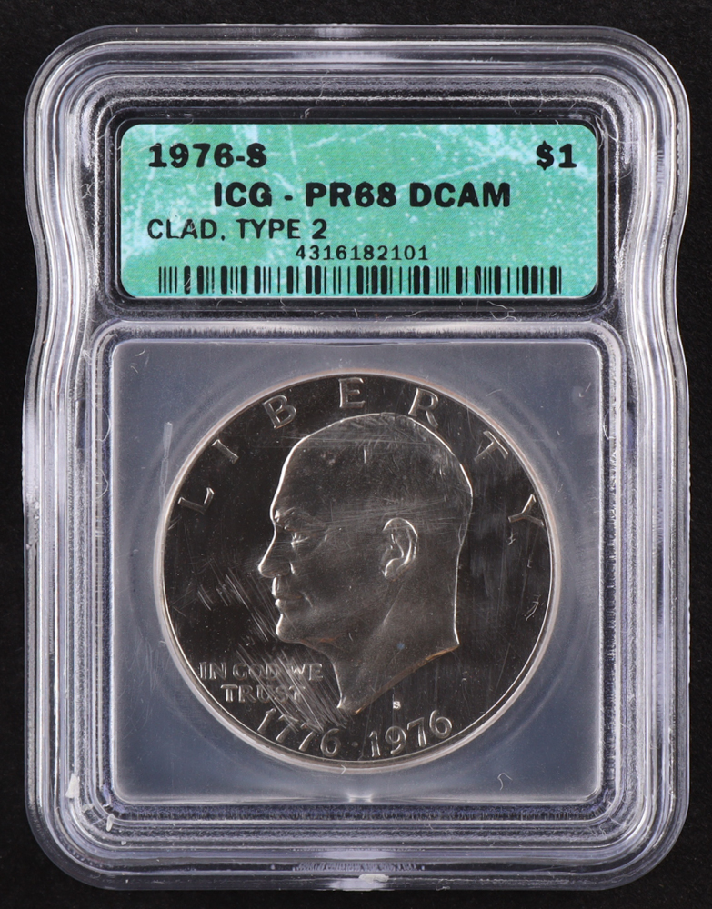 1976-S Eisenhower Proof Dollar, Clad Type 2 (ICG PR68 DCAM) at PristineAuction.com 1976-S Eisenhower Proof Dollar, Clad Type 2 (ICG PR68 DCAM) at PristineAuction.com