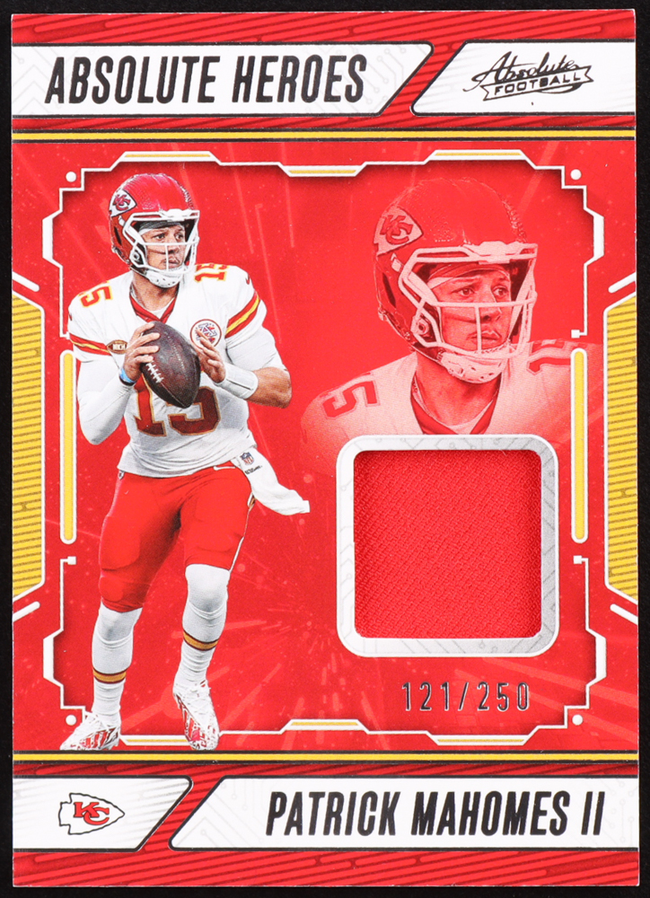 Patrick Mahomes II 2024 Panini Absolute Heroes Memorabilia #AHM-PM #121/250 at PristineAuction.com Patrick Mahomes II 2024 Panini Absolute Heroes Memorabilia #AHM-PM #121/250 at PristineAuction.com