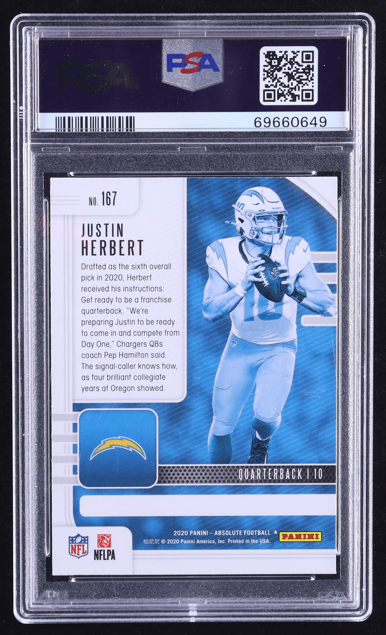 Justin Herbert 2020 Absolute #167 RC (PSA 10) at PristineAuction.com Justin Herbert 2020 Absolute #167 RC (PSA 10) at PristineAuction.com