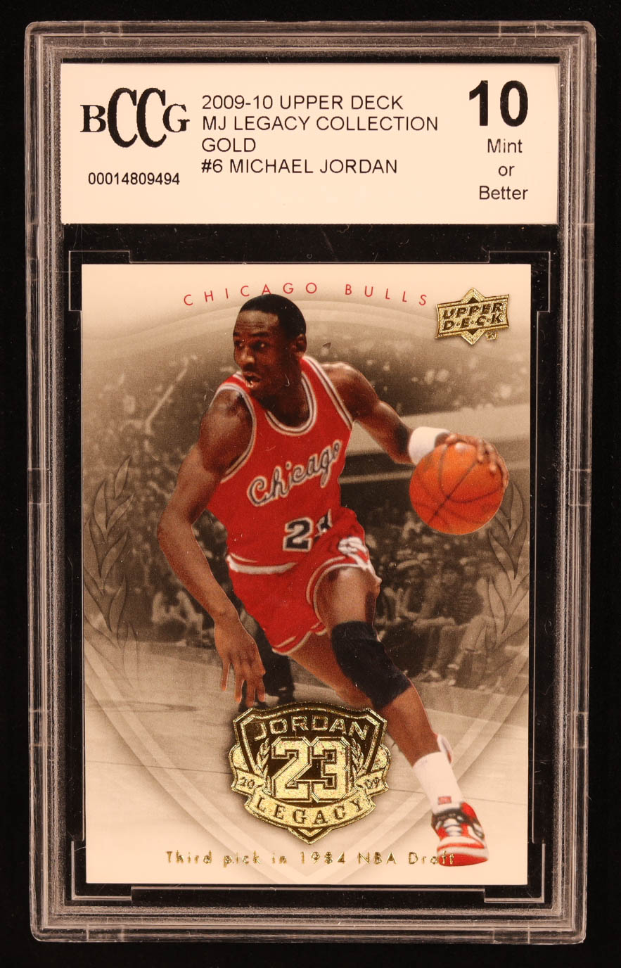 Michael Jordan 2009-10 Upper Deck Michael Jordan Legacy Collection Gold #6 (BCCG 10) at PristineAuction.com Michael Jordan 2009-10 Upper Deck Michael Jordan Legacy Collection Gold #6 (BCCG 10) at PristineAuction.com