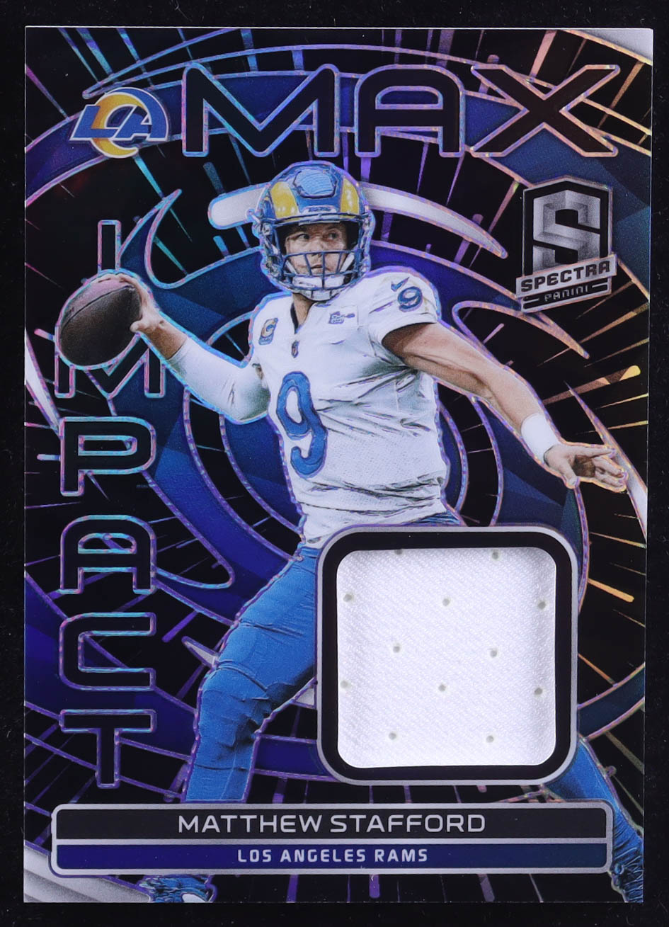 Matthew Stafford 2023 Panini Spectra Max Impact Materials Hyper #30 #53/75 at PristineAuction.com Matthew Stafford 2023 Panini Spectra Max Impact Materials Hyper #30 #53/75 at PristineAuction.com