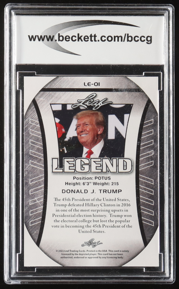 2023 Leaf Legends Edition Donald J. Trump #05 POTUS – Prized Legend Trading Card