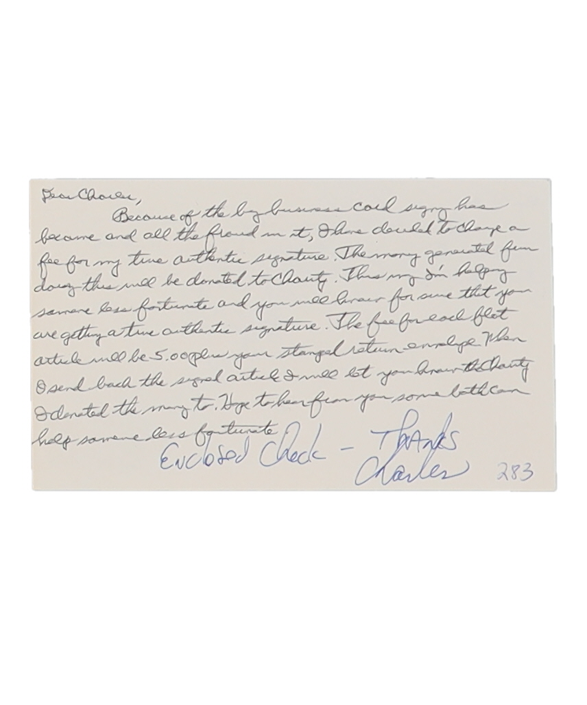 Frank Thomas Signed 3x5 Index Card with Handwritten, Personalized Note (Beckett) at PristineAuction.com Frank Thomas Signed 3x5 Index Card with Handwritten, Personalized Note (Beckett) at PristineAuction.com