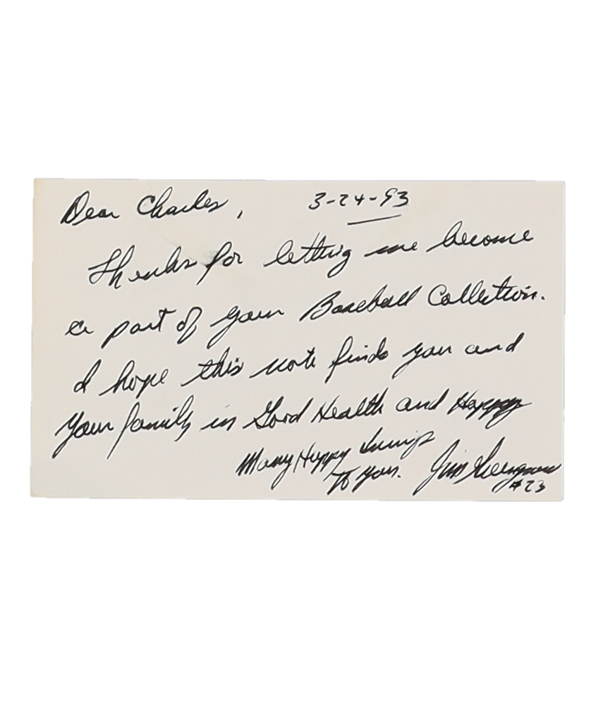 Jim Greengrass Signed 3x5 Index Card with Handwritten, Personalized Note (Beckett) at PristineAuction.com Jim Greengrass Signed 3x5 Index Card with Handwritten, Personalized Note (Beckett) at PristineAuction.com