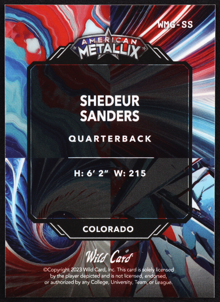 Shedeur Sanders 2023 Wild Card Metallix Blue Scope #WMGSS RC #5/8 at PristineAuction.com Shedeur Sanders 2023 Wild Card Metallix Blue Scope #WMGSS RC #5/8 at PristineAuction.com