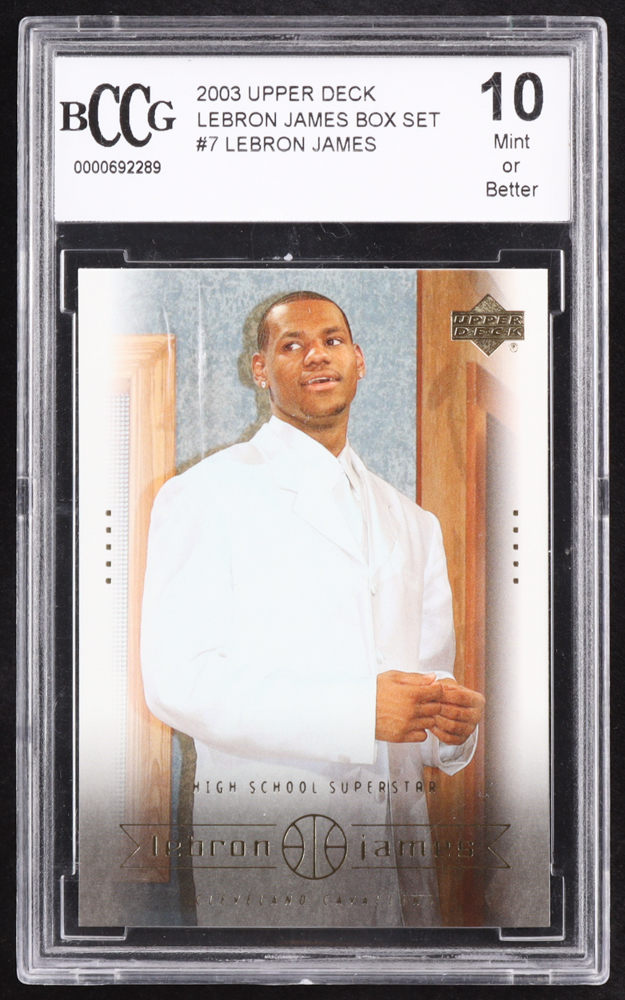 LeBron James 2003 Upper Deck LeBron James Box Set #7 RC / High School Superstar (BCCG 10) at PristineAuction.com LeBron James 2003 Upper Deck LeBron James Box Set #7 RC / High School Superstar (BCCG 10) at PristineAuction.com