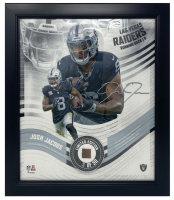 Josh Jacobs LE Raiders Custom Framed Photo Display with Game-Used Football Piece (Fanatics) at PristineAuction.com