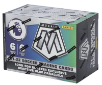 2021-22 Panini Mosaic Premier League EPL Soccer Box with (6) Packs at PristineAuction.com