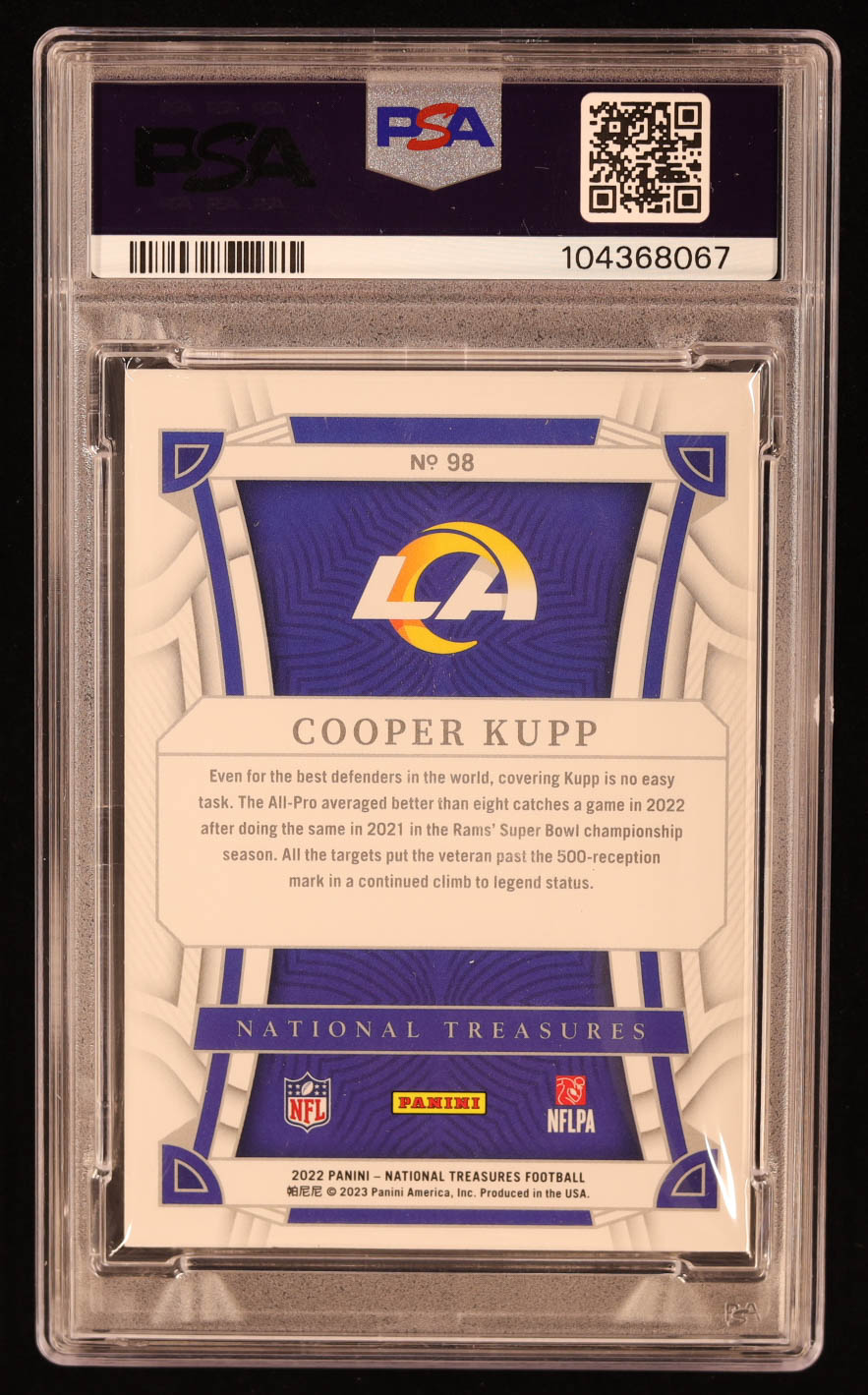 Cooper Kupp 2022 Panini National Treasures Jersey Number Red #98 #01/10 (PSA 8) at PristineAuction.com Cooper Kupp 2022 Panini National Treasures Jersey Number Red #98 #01/10 (PSA 8) at PristineAuction.com