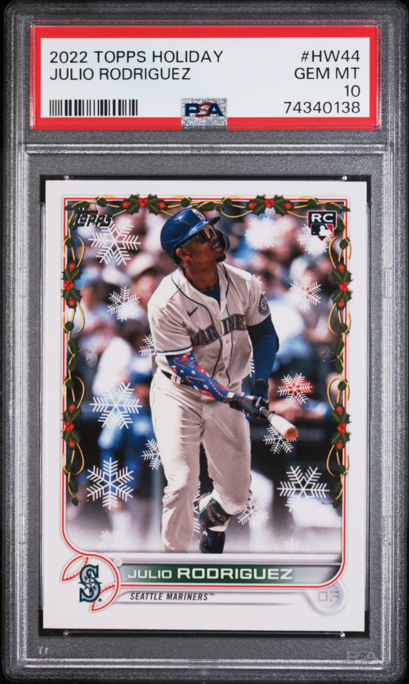 Julio Rodriguez 2022 Topps Holiday #HW44 RC (PSA 10) at PristineAuction.com Julio Rodriguez 2022 Topps Holiday #HW44 RC (PSA 10) at PristineAuction.com