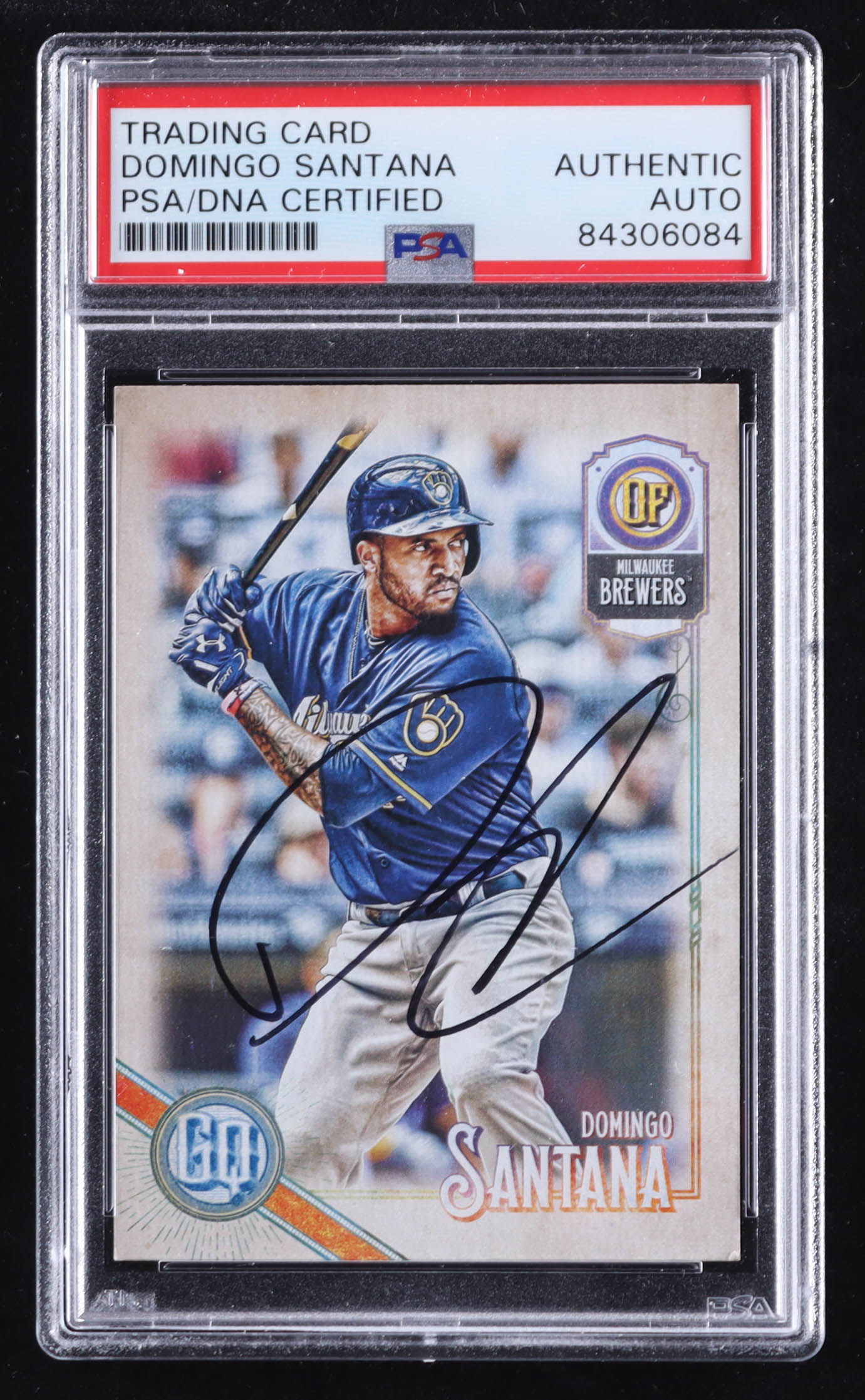 Domingo Santana 2018 Topps Gypsy Queen GQ Logo Swap #210 (PSA) at PristineAuction.com Domingo Santana 2018 Topps Gypsy Queen GQ Logo Swap #210 (PSA) at PristineAuction.com