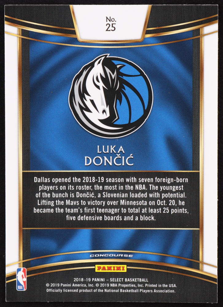 Luka Doncic 2018-19 Select #25 RC at PristineAuction.com Luka Doncic 2018-19 Select #25 RC at PristineAuction.com