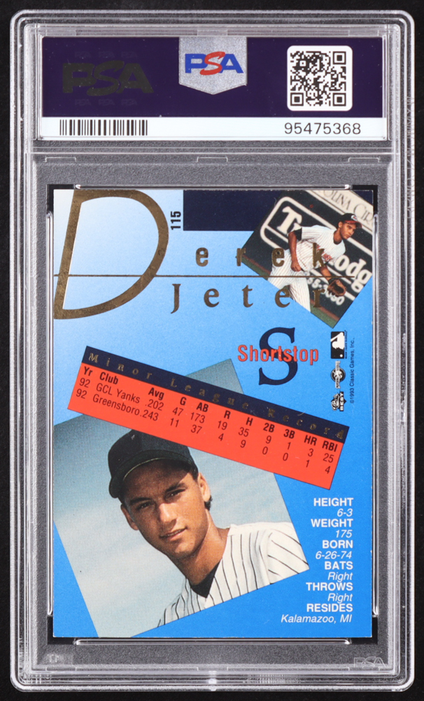 Derek Jeter 1993 Classic/Best Gold #115 RC (PSA 8) | Pristine Auction