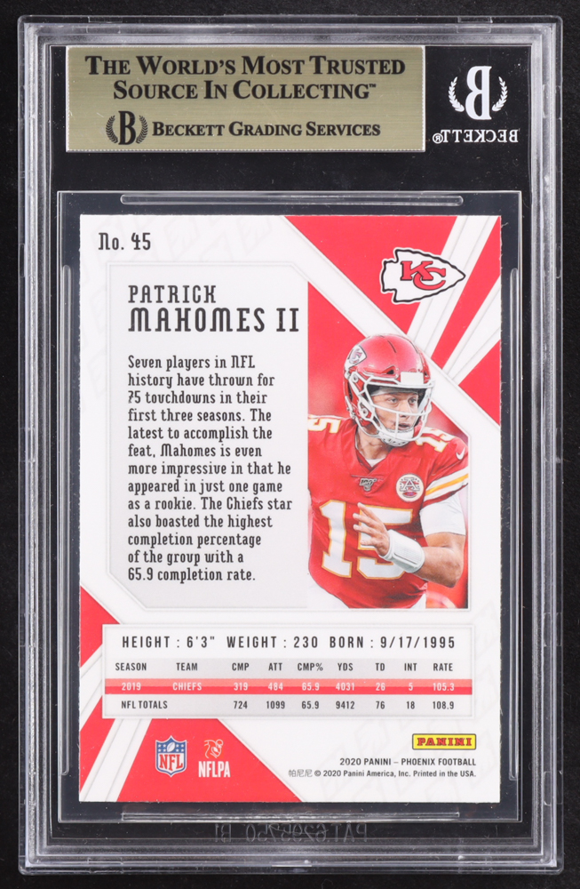 Patrick Mahomes II 2020 Panini Phoenix Fire Burst #45 (BGS 9.5) at PristineAuction.com Patrick Mahomes II 2020 Panini Phoenix Fire Burst #45 (BGS 9.5) at PristineAuction.com