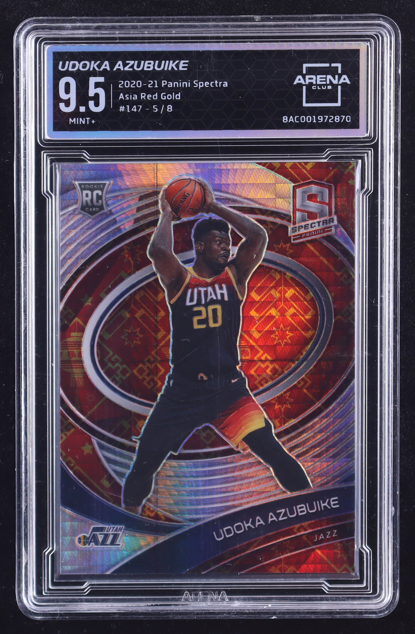 Udoka Azubuike 2020-21 Panini Spectra Asia Red Gold #147 #5/8 RC (Arena Club 9.5) at PristineAuction.com Udoka Azubuike 2020-21 Panini Spectra Asia Red Gold #147 #5/8 RC (Arena Club 9.5) at PristineAuction.com