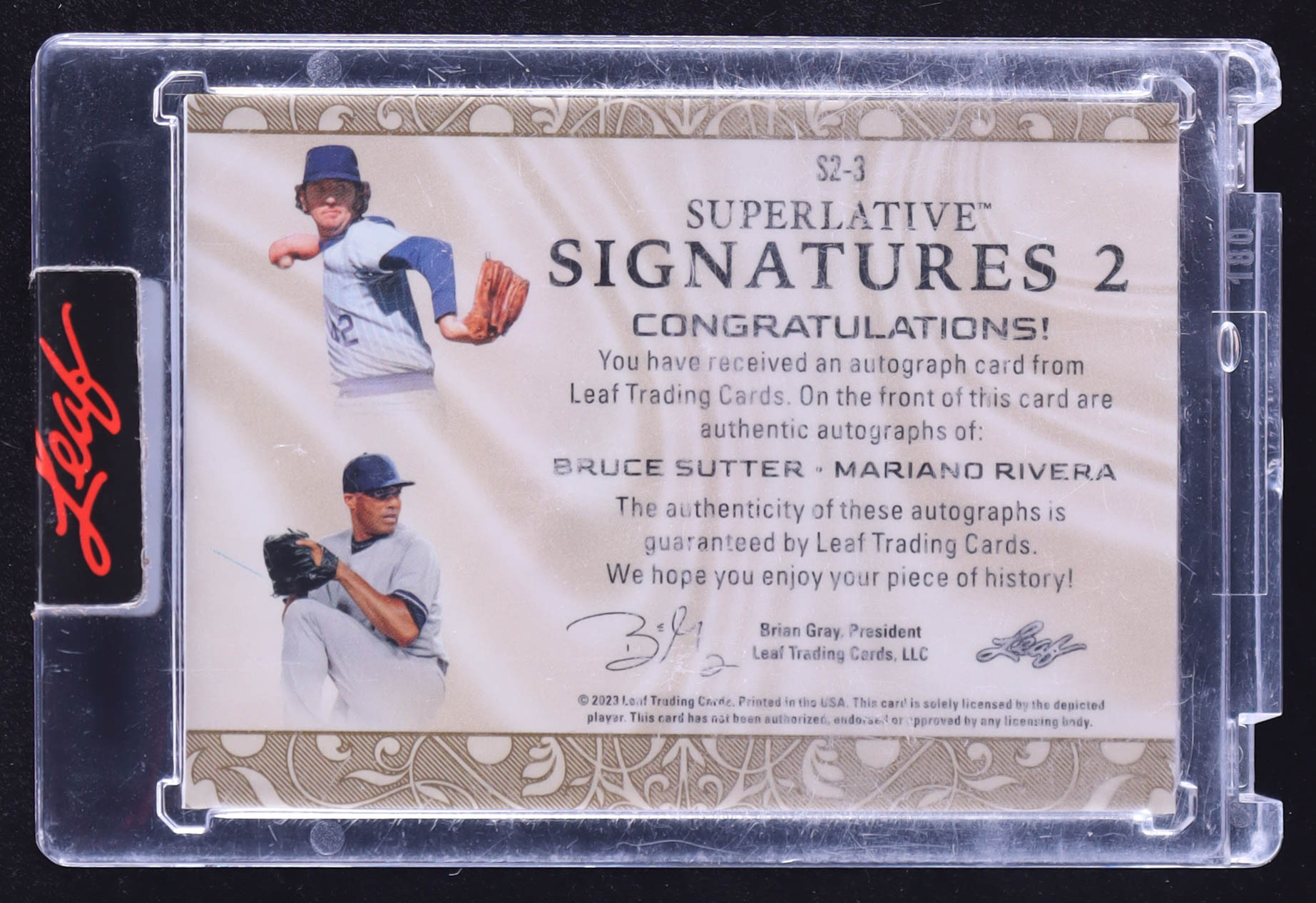 Sutter's Signature Mariano Rivera / Bruce Sutter 2023 Leaf Superlative Signatures #S2-3 #2 ...