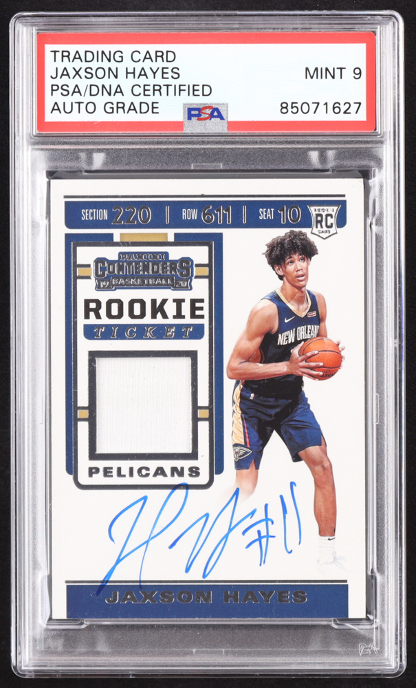 Jaxson Hayes Signed 2019-20 Panini Contenders Rookie Ticket Swatches #30 RC (PSA | Auto 9) at PristineAuction.com Jaxson Hayes Signed 2019-20 Panini Contenders Rookie Ticket Swatches #30 RC (PSA | Auto 9) at PristineAuction.com
