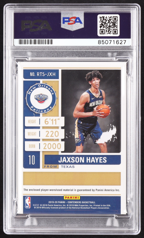 Jaxson Hayes Signed 2019-20 Panini Contenders Rookie Ticket Swatches #30 RC (PSA | Auto 9) at PristineAuction.com Jaxson Hayes Signed 2019-20 Panini Contenders Rookie Ticket Swatches #30 RC (PSA | Auto 9) at PristineAuction.com