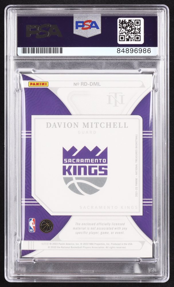 Davion Mitchell Signed 2021-22 Panini National Treasures Rookie Dual Materials #10 #76/99 RC (PSA | Auto 10) at PristineAuction.com Davion Mitchell Signed 2021-22 Panini National Treasures Rookie Dual Materials #10 #76/99 RC (PSA | Auto 10) at PristineAuction.com