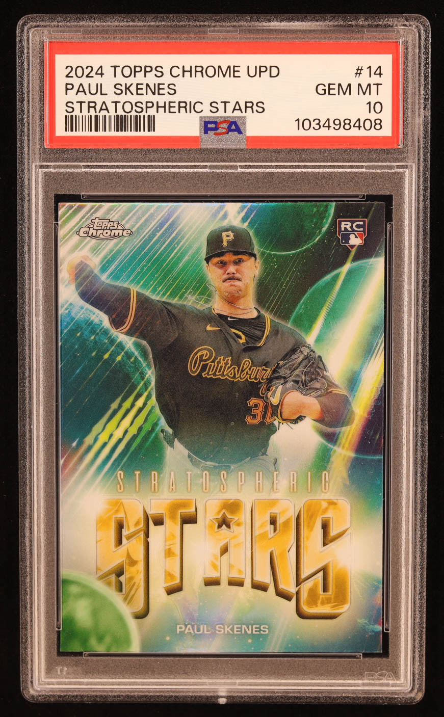 Paul Skenes 2024 Topps Chrome Update Stratospheric Stars #14 RC (PSA 10) at PristineAuction.com Paul Skenes 2024 Topps Chrome Update Stratospheric Stars #14 RC (PSA 10) at PristineAuction.com