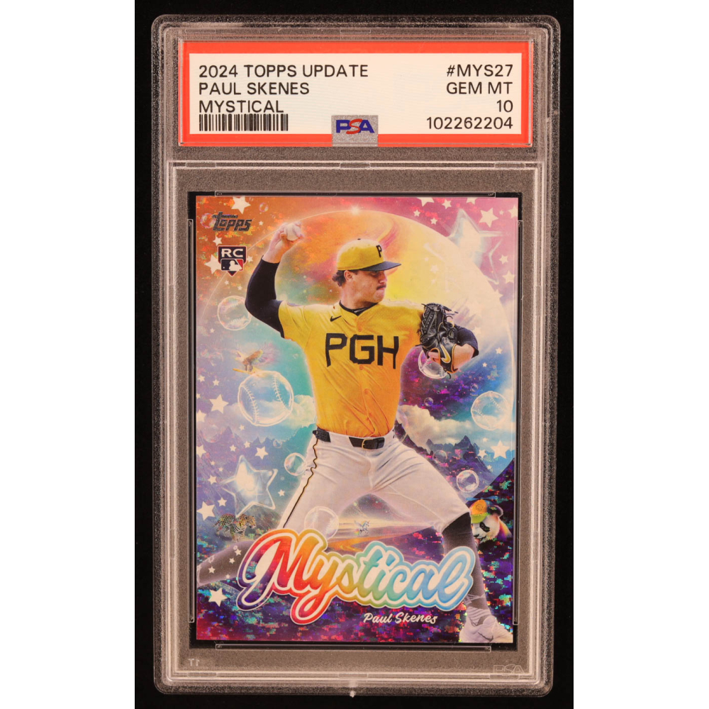 rare paul skenes card Paul Skenes Jersey 2024 Topps Paul Skenes RARE SPARKLE REFRACTOR ROOKIE CARD