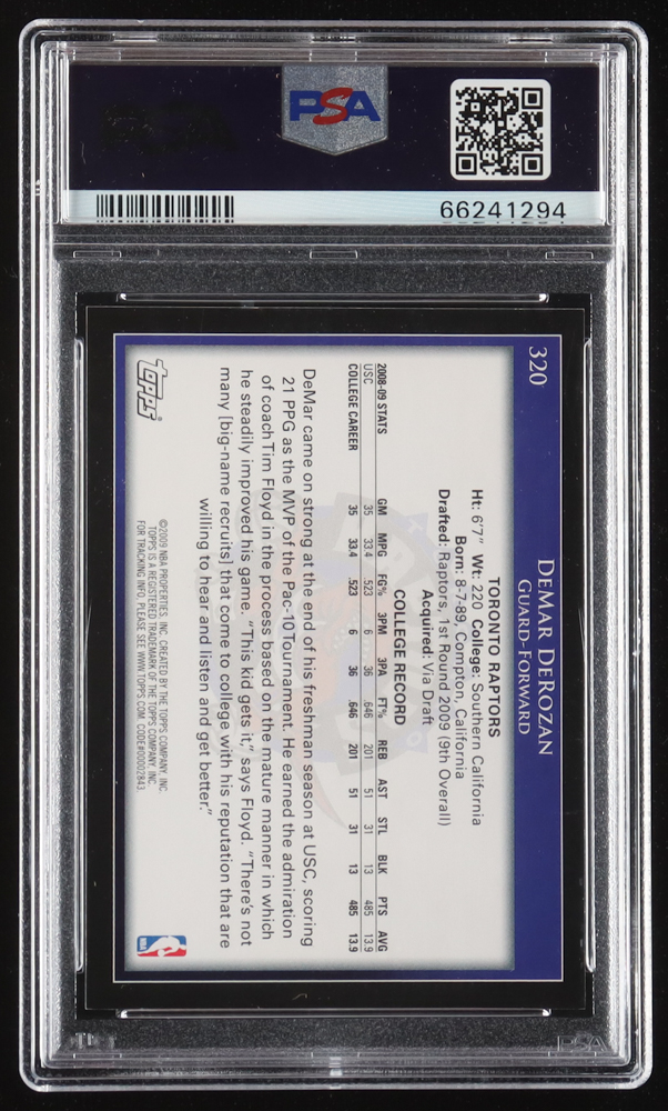 DeMar DeRozan 2009-10 Topps #320 RC (PSA 9) at PristineAuction.com DeMar DeRozan 2009-10 Topps #320 RC (PSA 9) at PristineAuction.com