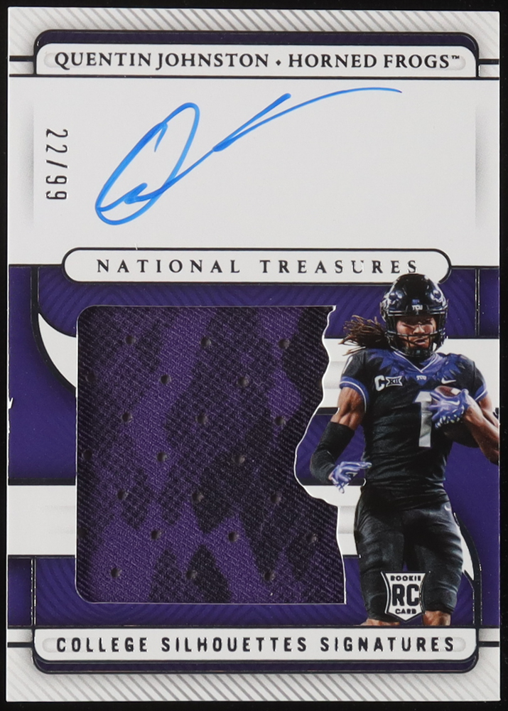Quentin Johnston 2023 Panini National Treasures Collegiate College Silhouettes Signatures #7 RC #22/99 at PristineAuction.com Quentin Johnston 2023 Panini National Treasures Collegiate College Silhouettes Signatures #7 RC #22/99 at PristineAuction.com