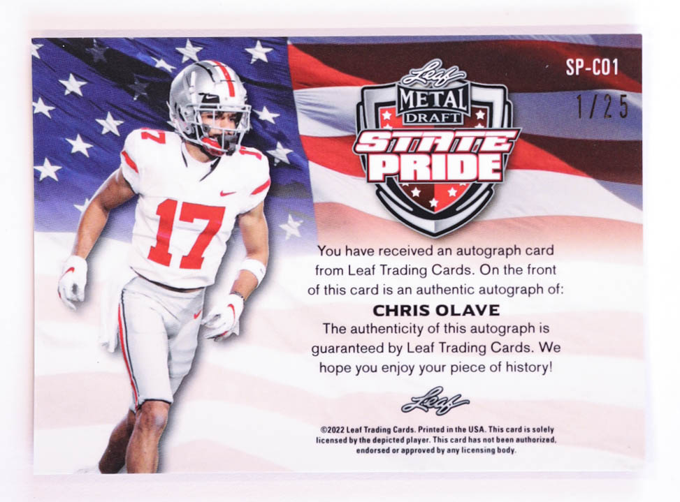Chris Olave 2022 Leaf Metal Draft State Pride Purple #SPCO1 RC #1/25 at PristineAuction.com Chris Olave 2022 Leaf Metal Draft State Pride Purple #SPCO1 RC #1/25 at PristineAuction.com