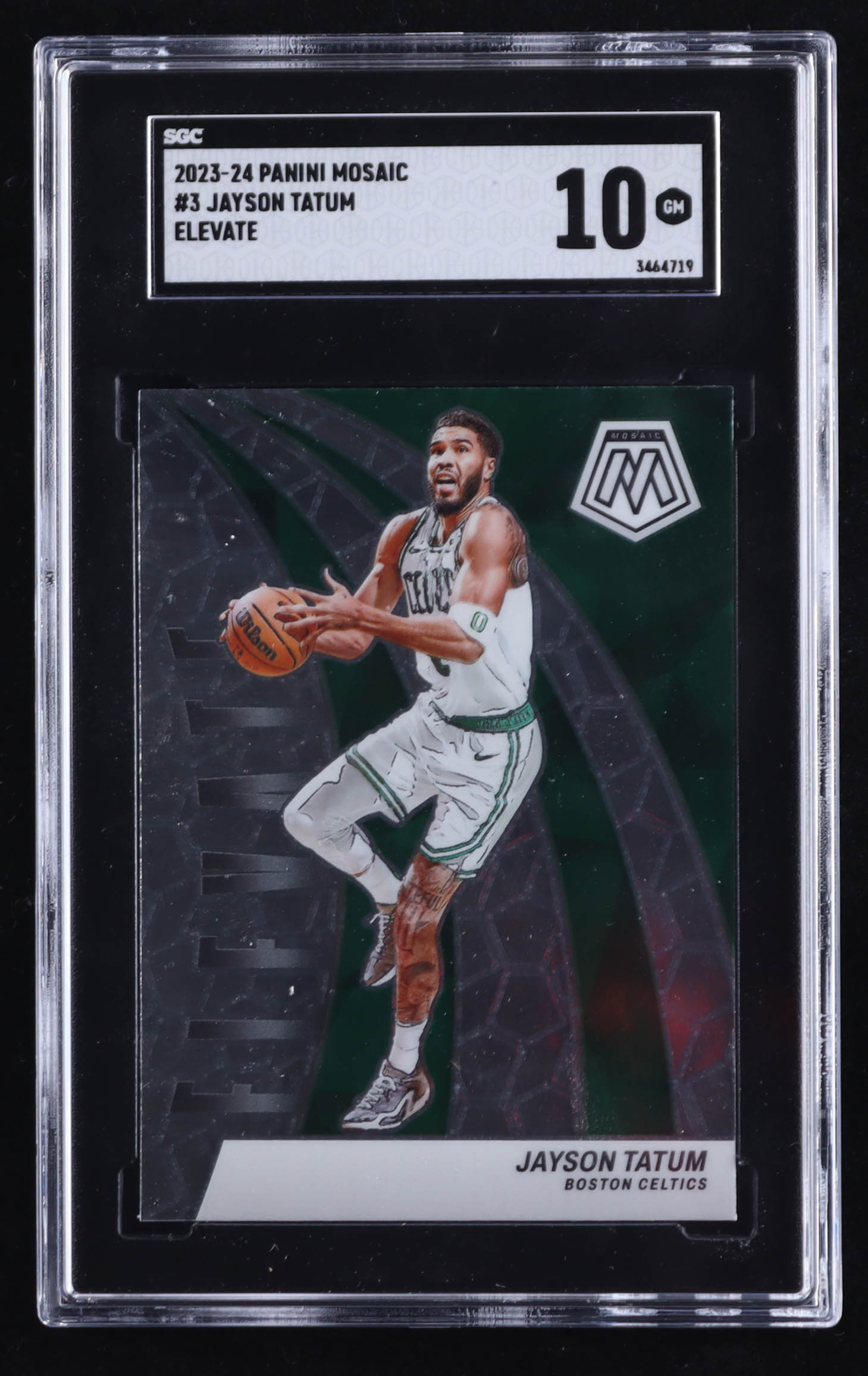 Jayson Tatum 2023-24 Panini Mosaic Elevate #3 (SGC 10) at PristineAuction.com Jayson Tatum 2023-24 Panini Mosaic Elevate #3 (SGC 10) at PristineAuction.com