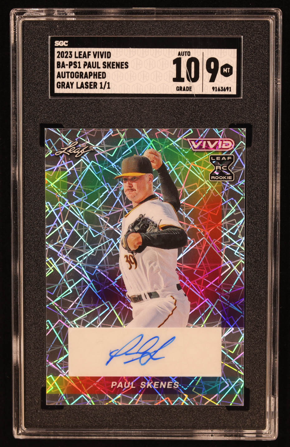 Paul Skenes 2023 Leaf Vivid Auto Gray Laser #BA-PSA1 #1/1 RC (SGC 9 | Auto Grade SGC 10) at PristineAuction.com Paul Skenes 2023 Leaf Vivid Auto Gray Laser #BA-PSA1 #1/1 RC (SGC 9 | Auto Grade SGC 10) at PristineAuction.com