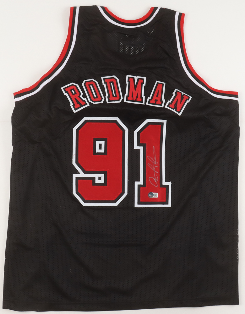 Maillot De Basket Bleu De Detroit Signé Par Dennis Rodman