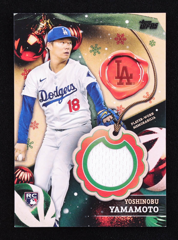 Yoshinobu Yamamoto 2024 Topps Holiday Relics #RCYY RC at PristineAuction.com Yoshinobu Yamamoto 2024 Topps Holiday Relics #RCYY RC at PristineAuction.com