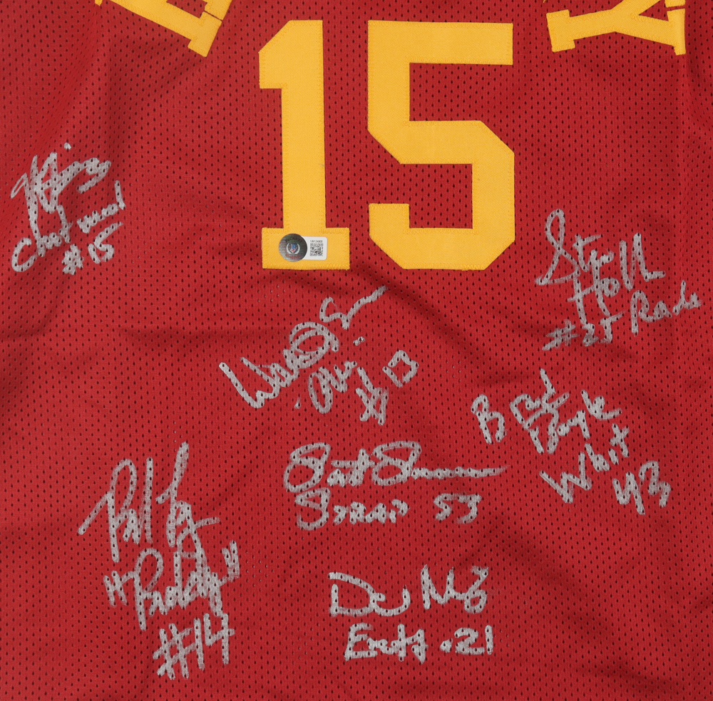 Jersey Signed by (7) with Brad Boyle, Wade Schenck, Steve Hollar, Maris Valainis with Multiple Character Inscriptions (Beckett) at PristineAuction.com Jersey Signed by (7) with Brad Boyle, Wade Schenck, Steve Hollar, Maris Valainis with Multiple Character Inscriptions (Beckett) at PristineAuction.com