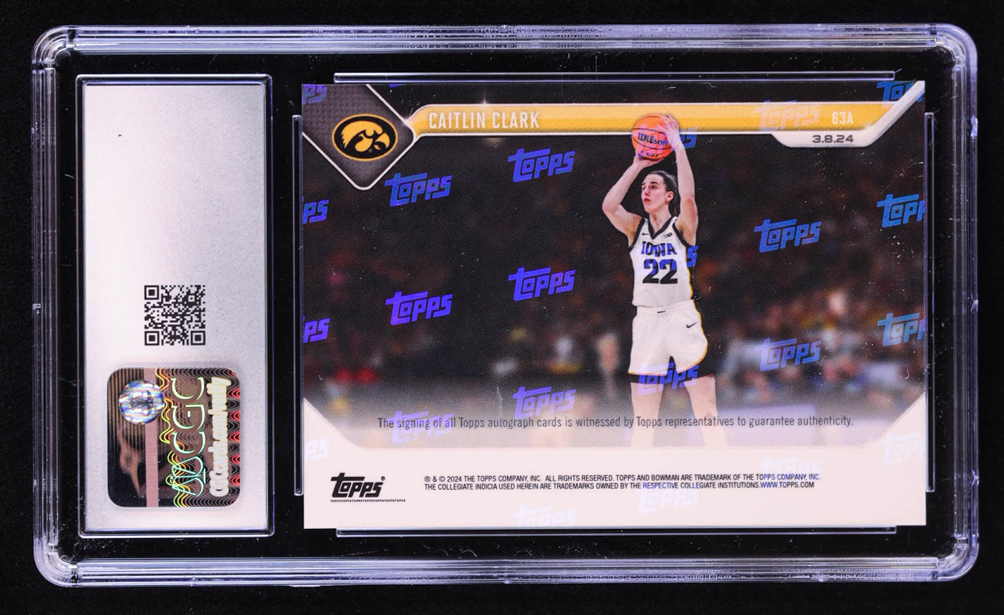 Caitlin Clark 2023-24 Bowman University Now Autographs #63 RC #65/199 (CGC 10 | Autograph Graded CGC 10) at PristineAuction.com Caitlin Clark 2023-24 Bowman University Now Autographs #63 RC #65/199 (CGC 10 | Autograph Graded CGC 10) at PristineAuction.com