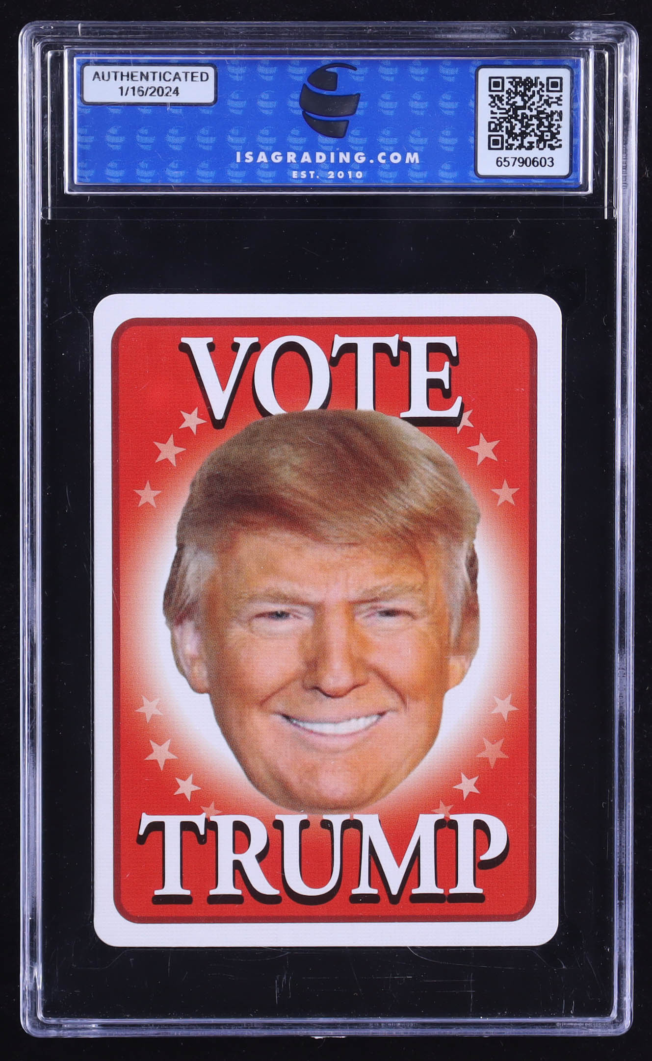 Donal Trump 2024 Hero Decks Trump Presidential Edition King of Hearts Playing Card (ISA 10) at PristineAuction.com Donal Trump 2024 Hero Decks Trump Presidential Edition King of Hearts Playing Card (ISA 10) at PristineAuction.com