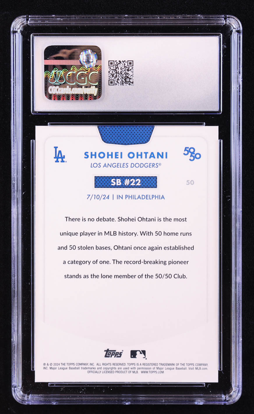 Shohei Ohtani 2024 Topps 50/50 Ohtani #50 (CGC 10) at PristineAuction.com Shohei Ohtani 2024 Topps 50/50 Ohtani #50 (CGC 10) at PristineAuction.com