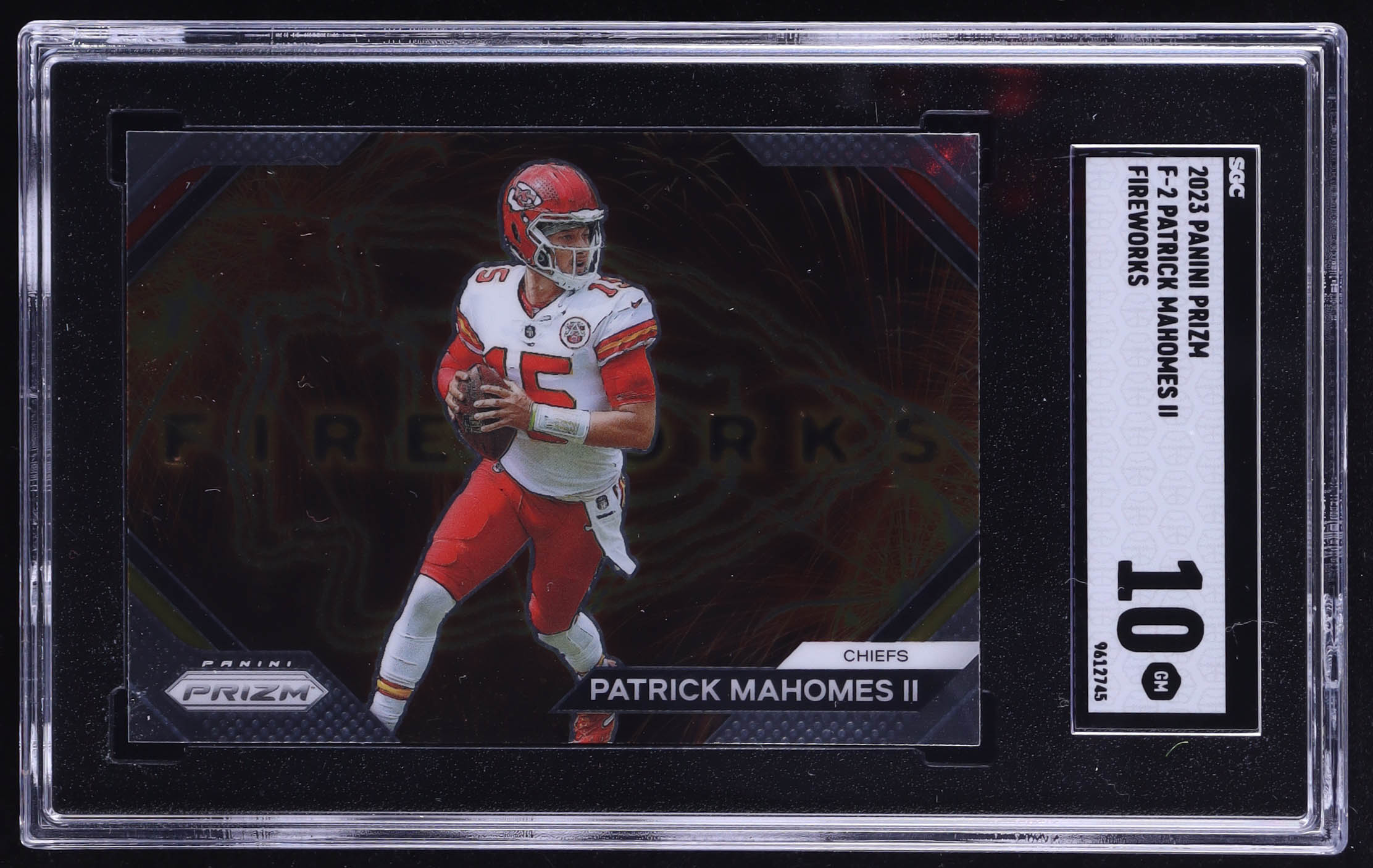 Patrick Mahomes II 2023 Panini Prizm Fireworks #F-2 (SGC 10) at PristineAuction.com Patrick Mahomes II 2023 Panini Prizm Fireworks #F-2 (SGC 10) at PristineAuction.com