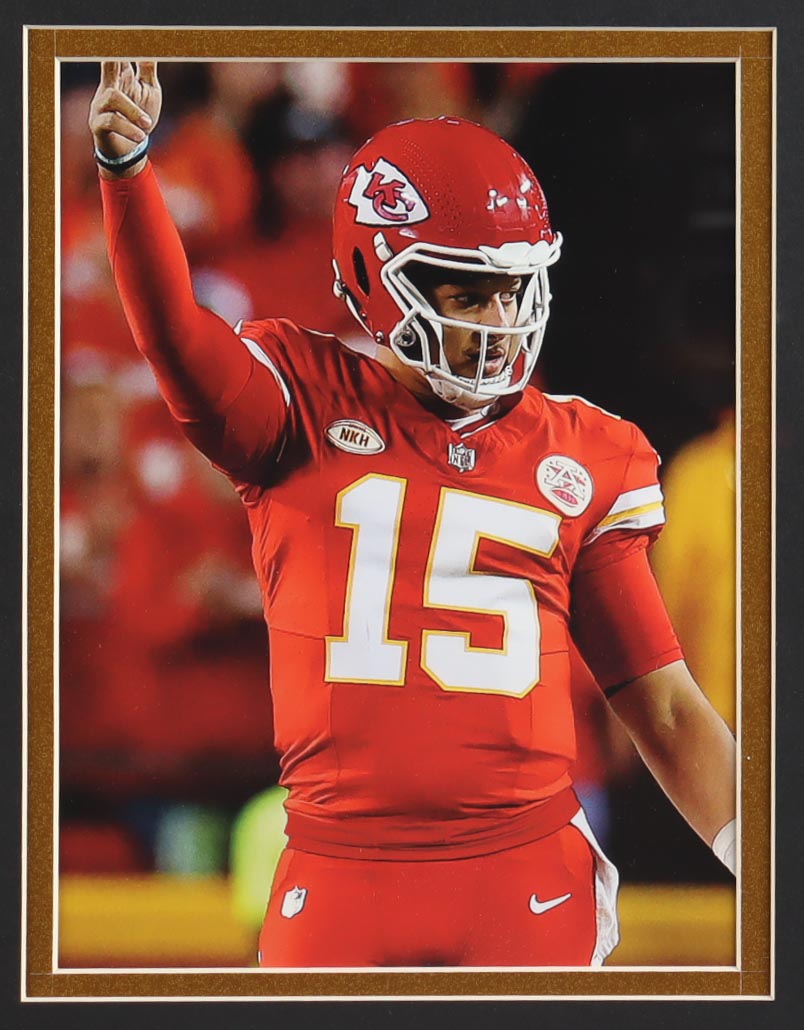Patrick Mahomes Custom Framed Jersey Display With Chiefs Pin & (2) Team Logo Patches at PristineAuction.com Patrick Mahomes Custom Framed Jersey Display With Chiefs Pin & (2) Team Logo Patches at PristineAuction.com
