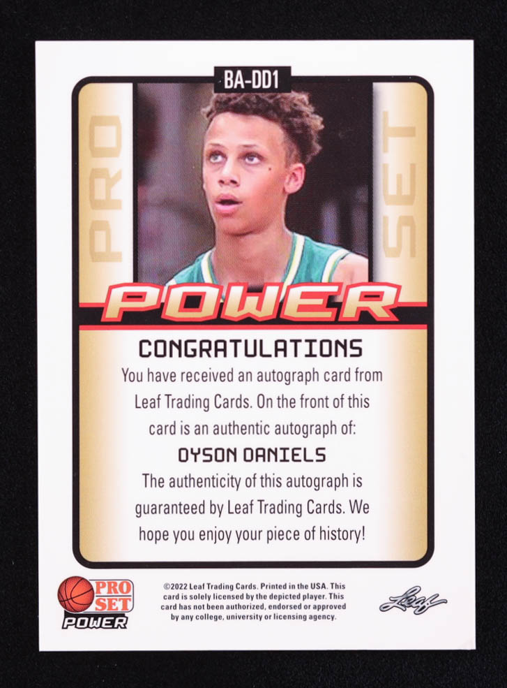 Dyson Daniels 2022 Pro Set Power Autographs Spectrum Bronze #BADD1 RC at PristineAuction.com Dyson Daniels 2022 Pro Set Power Autographs Spectrum Bronze #BADD1 RC at PristineAuction.com