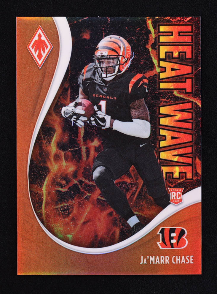 Ja'Marr Chase 2021 Panini Phoenix Heat Wave Orange #18 RC #57/99 at PristineAuction.com Ja'Marr Chase 2021 Panini Phoenix Heat Wave Orange #18 RC #57/99 at PristineAuction.com