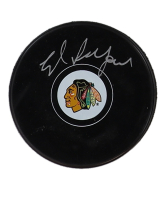 Ed Belfour Signed Blackhawks Logo Hockey Puck (Schwartz) at PristineAuction.com