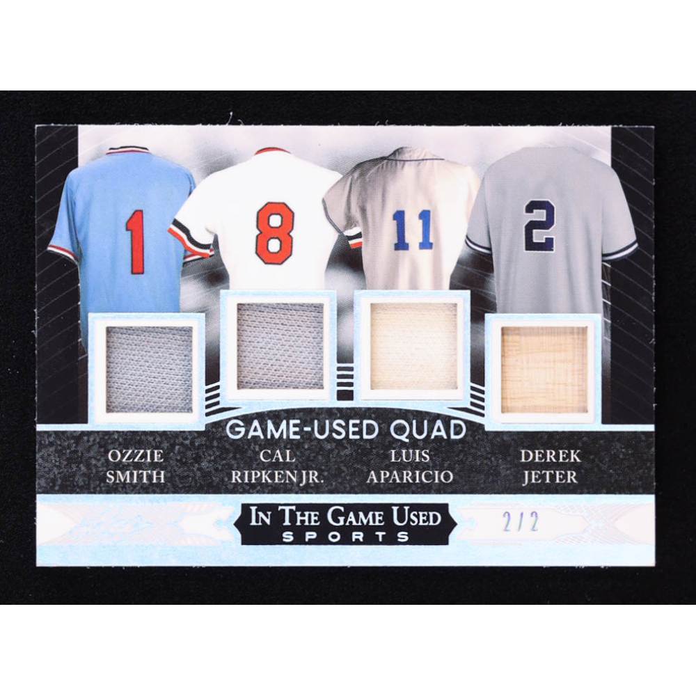 Ozzie Smith / Cal Ripken Jr. / Luis Aparicio / Derek Jeter 2024 ITG Used Sports Game-Used Quad Memorabilia Spectrum Silver #GUMQ9 #2/2 at PristineAuction.com