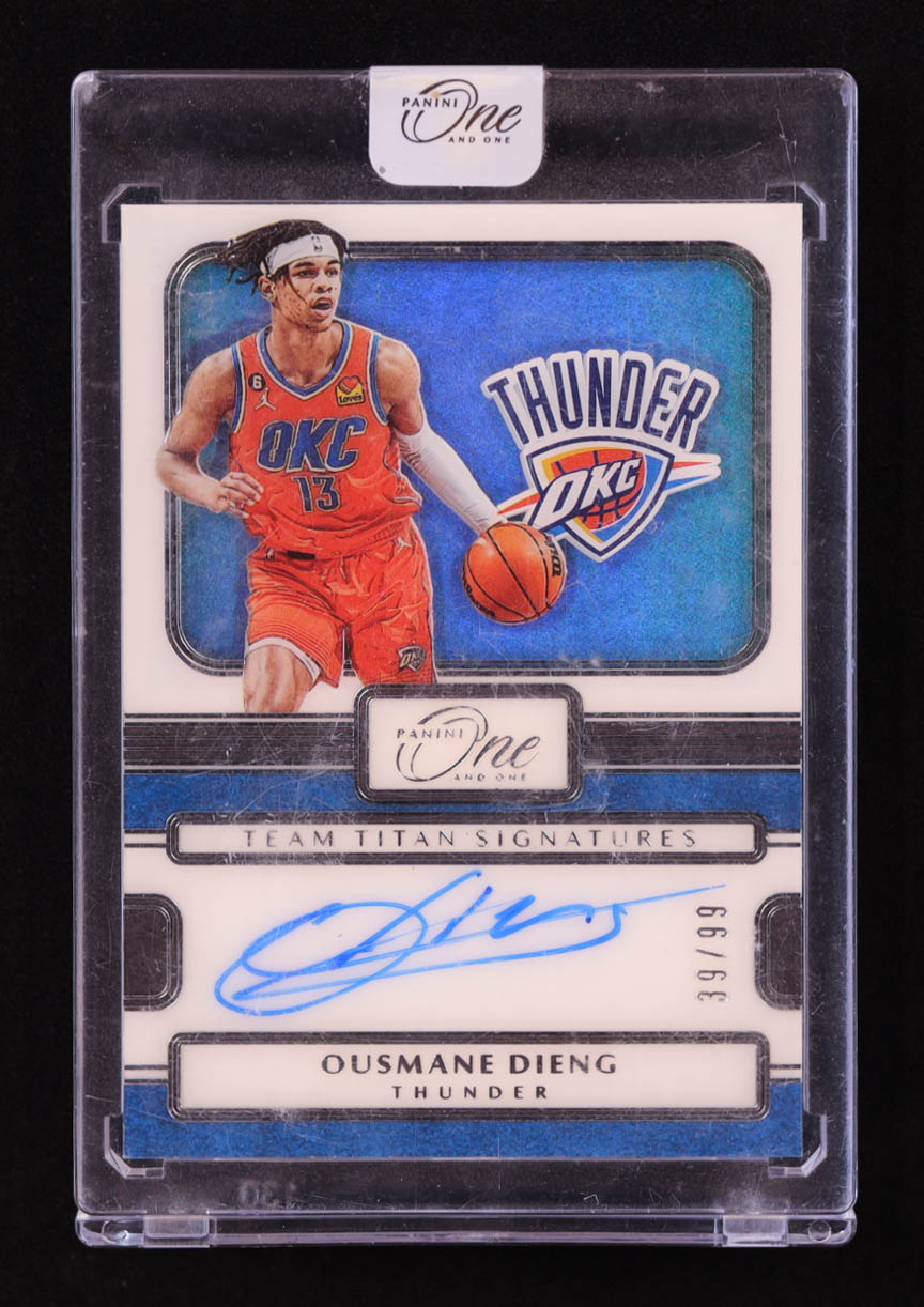 Ousmane Dieng 2022-23 Panini One and One Rookie Autographs #9 RC #39/99 at PristineAuction.com Ousmane Dieng 2022-23 Panini One and One Rookie Autographs #9 RC #39/99 at PristineAuction.com