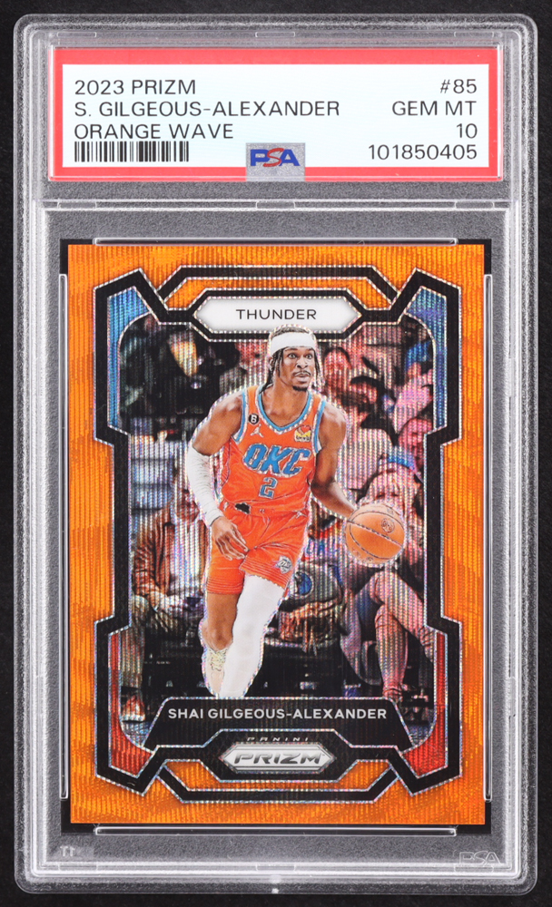 Shai Gilgeous-Alexander 2023-24 Panini Prizm Prizms Orange Wave #85 #17/60 (PSA 10) at PristineAuction.com Shai Gilgeous-Alexander 2023-24 Panini Prizm Prizms Orange Wave #85 #17/60 (PSA 10) at PristineAuction.com