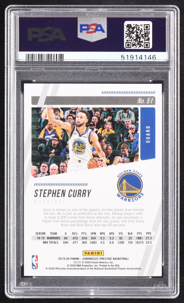 Stephen Curry 2019-20 Panini Chronicles Red #51 / Prestige #110/149 (PSA 9) at PristineAuction.com Stephen Curry 2019-20 Panini Chronicles Red #51 / Prestige #110/149 (PSA 9) at PristineAuction.com