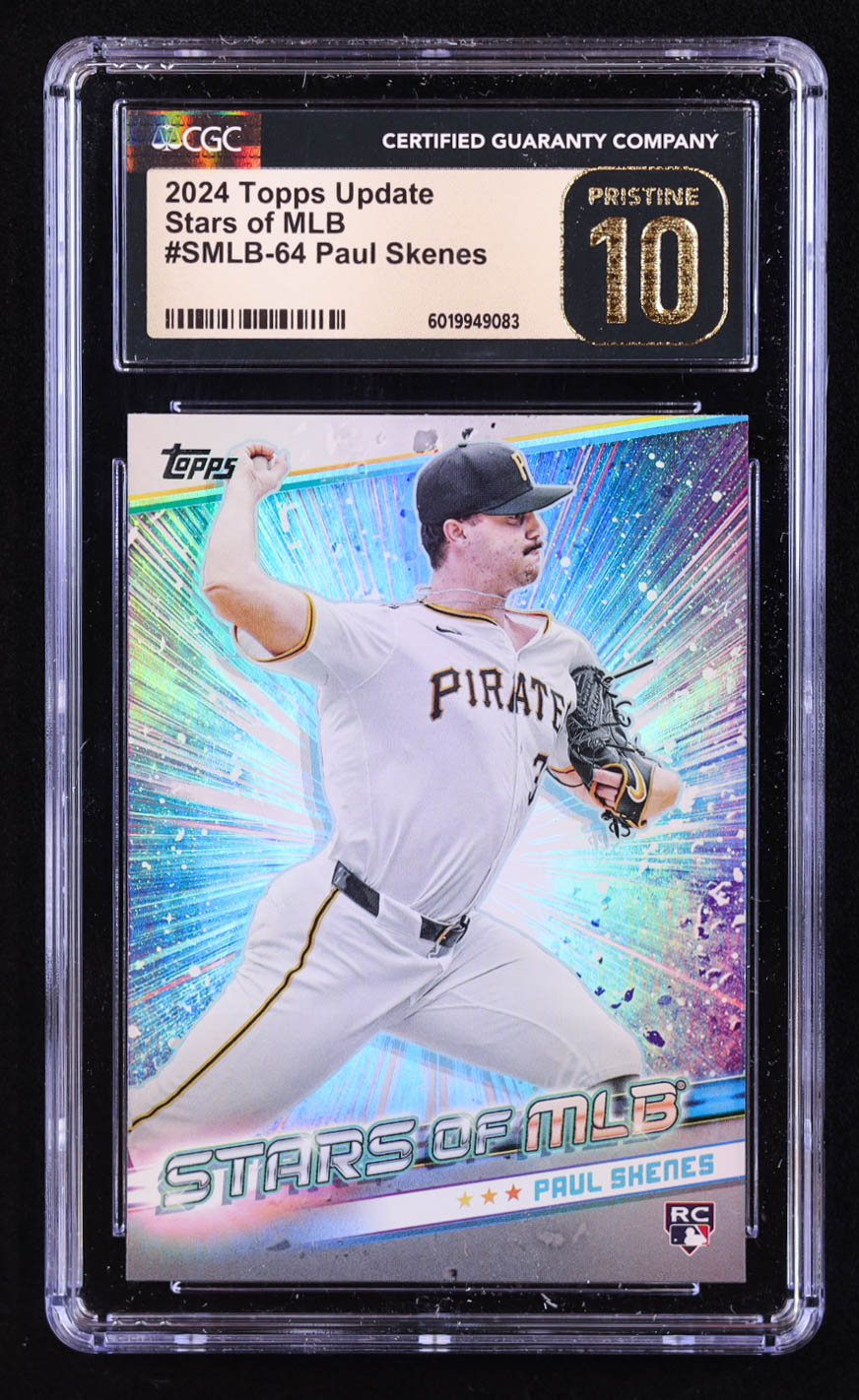 Paul Skenes 2024 Topps Stars of MLB #SMLB64 RC (CGC 10 | Pristine Black Label) at PristineAuction.com Paul Skenes 2024 Topps Stars of MLB #SMLB64 RC (CGC 10 | Pristine Black Label) at PristineAuction.com